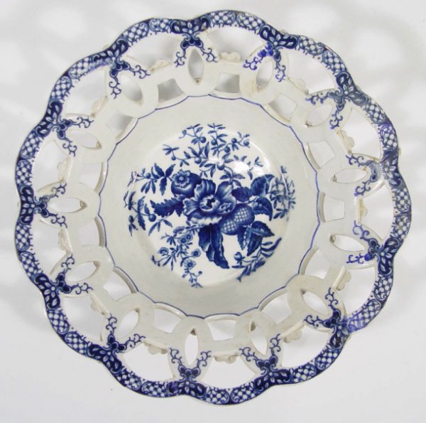 Early 19th Century pierced pottery basket, transfe