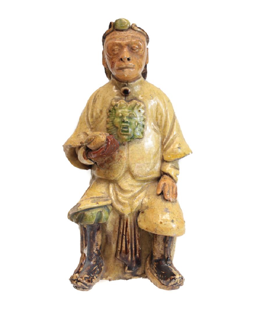 Chinese Shiwan Pottery Stoneware Figurine Seated Monkey (1 of 7)