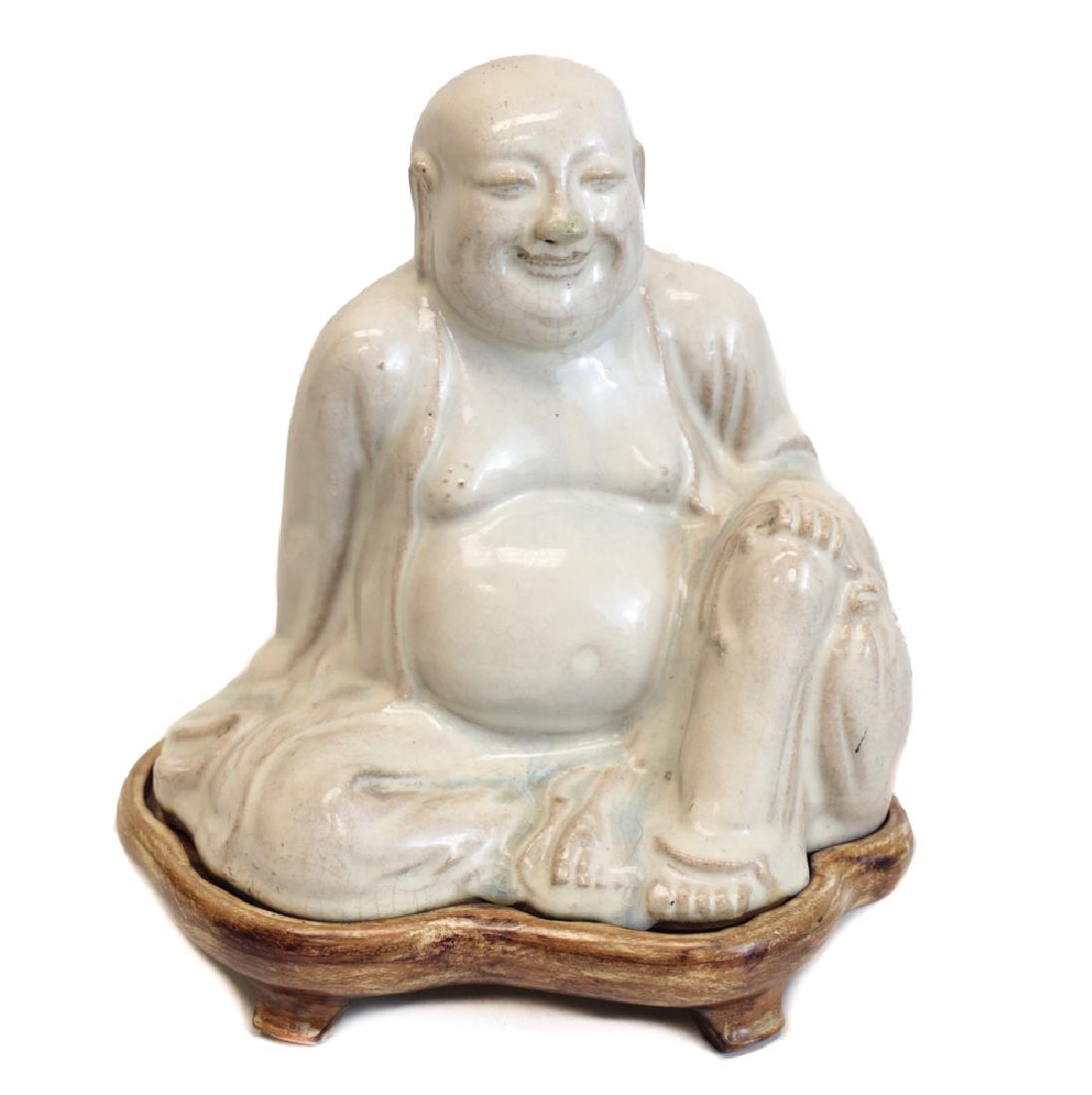 Chinese Shiwan Pottery Stoneware Figurine, deity Luohan (1 of 5)