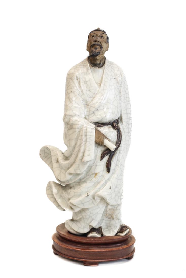 Chinese Shiwan Pottery Stoneware Figurine, deity Luohan (1 of 4)