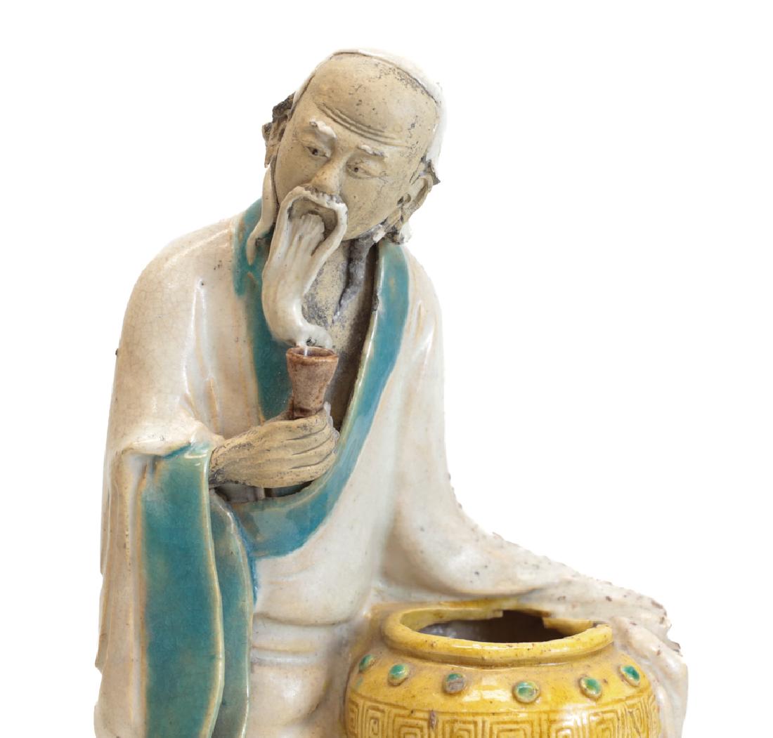 Chinese Glazed Shiwan Pottery Figure, elderly (1 of 6)