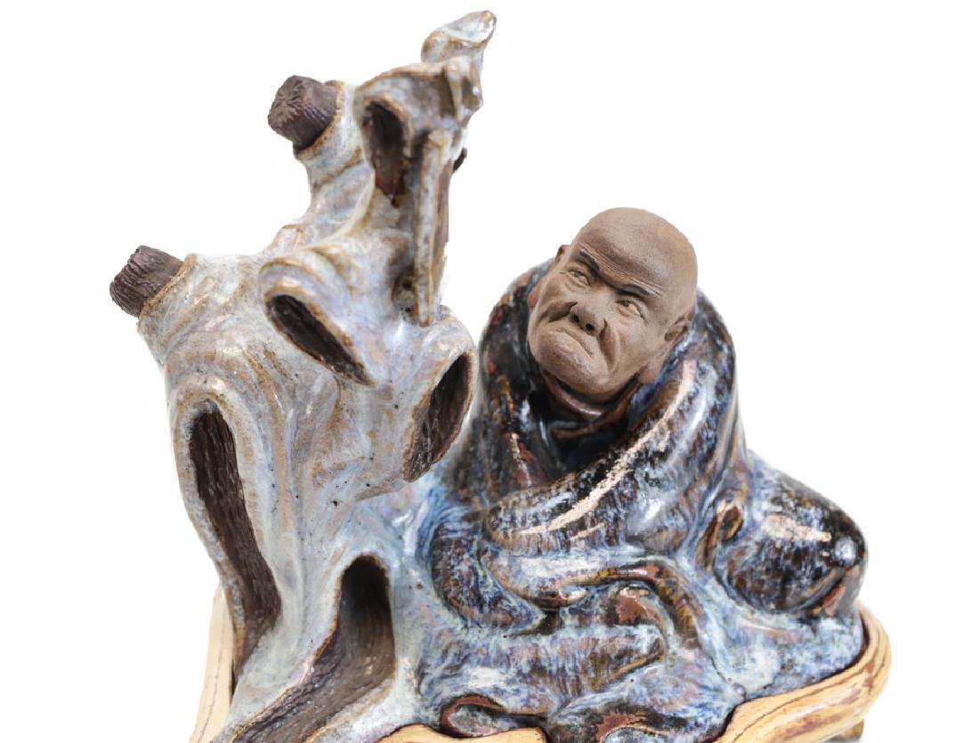 Chinese Shiwan Pottery Stoneware Figurine, deity Luohan (1 of 5)