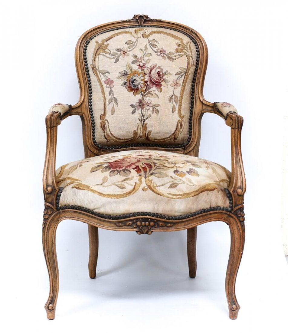 French Aubusson Embroidered Tapestry Fauteuil Chair Apr 19, 2020