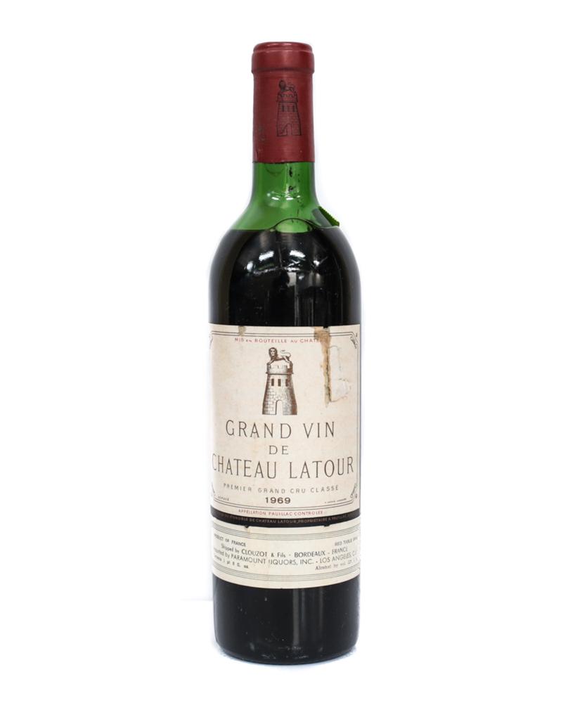 4 Bottles 1969 Chateau Latour, Pauillac: 4 Bottles 1969 Chateau Latour, Pauillac, France. Unopened and has the original lables. 750 ml and has 85%-90% of the wine remaining. From a Southern California estate.