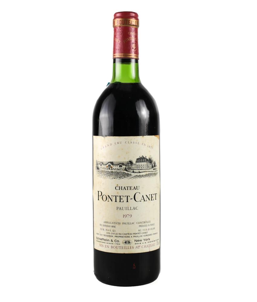 3 Bottles 1979 Chateau Pontet Canet: 3 Bottles 1979 Chateau Pontet Canet, Pauillac, France. Unopened and has the original lables. 750 ml and has 90%-95% of the wine remaining. From a Southern California estate.