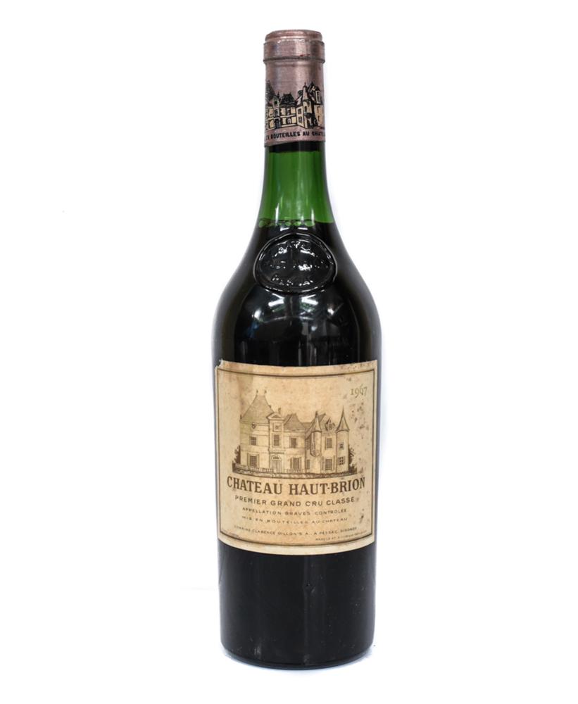 1967 Chateau Haut Brion: 1967 Chateau Haut Brion, Pessac-Leognan, France. 750 ml. Unopened with 85-90% full and contains the original labels. Pauillac, France. From a Southern California estate.