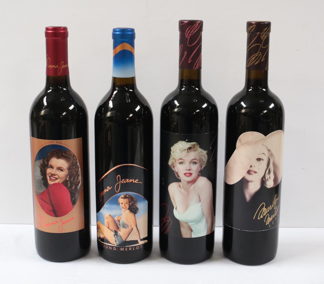 4 Bottles Marilyn Merlot and Norma Jean Young Merlot: Sealed Bottle of Marilyn Merlot 2000, 2002, Norma Jeane A Young Merlot, 1999 Second Vintage and 2000 Third Vintage. By Nova Wines, Inc. Napa Valley 750ml each. From a Southern California Estate.
