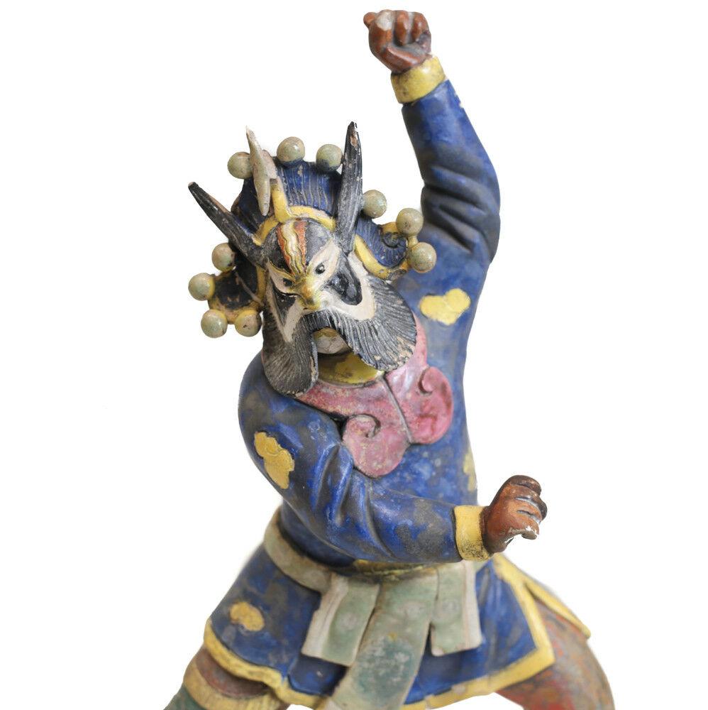 19th c Chinese Polychrome Stucco Roof Figure character (1 of 4)
