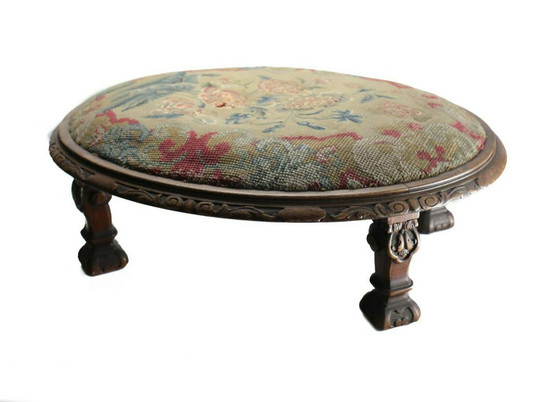 Victorian Oval Upholstered Foot Stool circa 1920 (1 of 4)