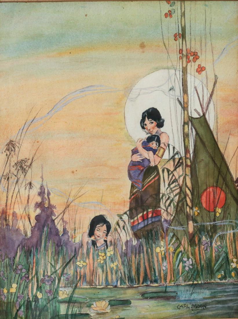 Carl Moon  (American 1879 - 1948) Watercolor painting (1 of 5)