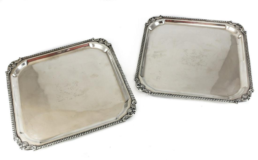 Pair B. Rogers Silverplate on copper Square Trays #6707 (1 of 5)