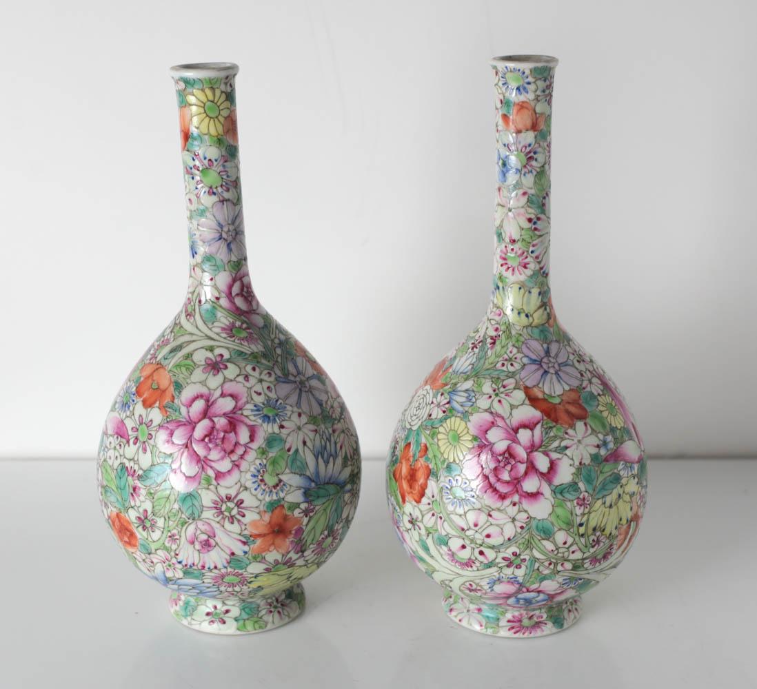 Pair of Chinese Famille Rose Thousand Flower porcelain (1 of 5)