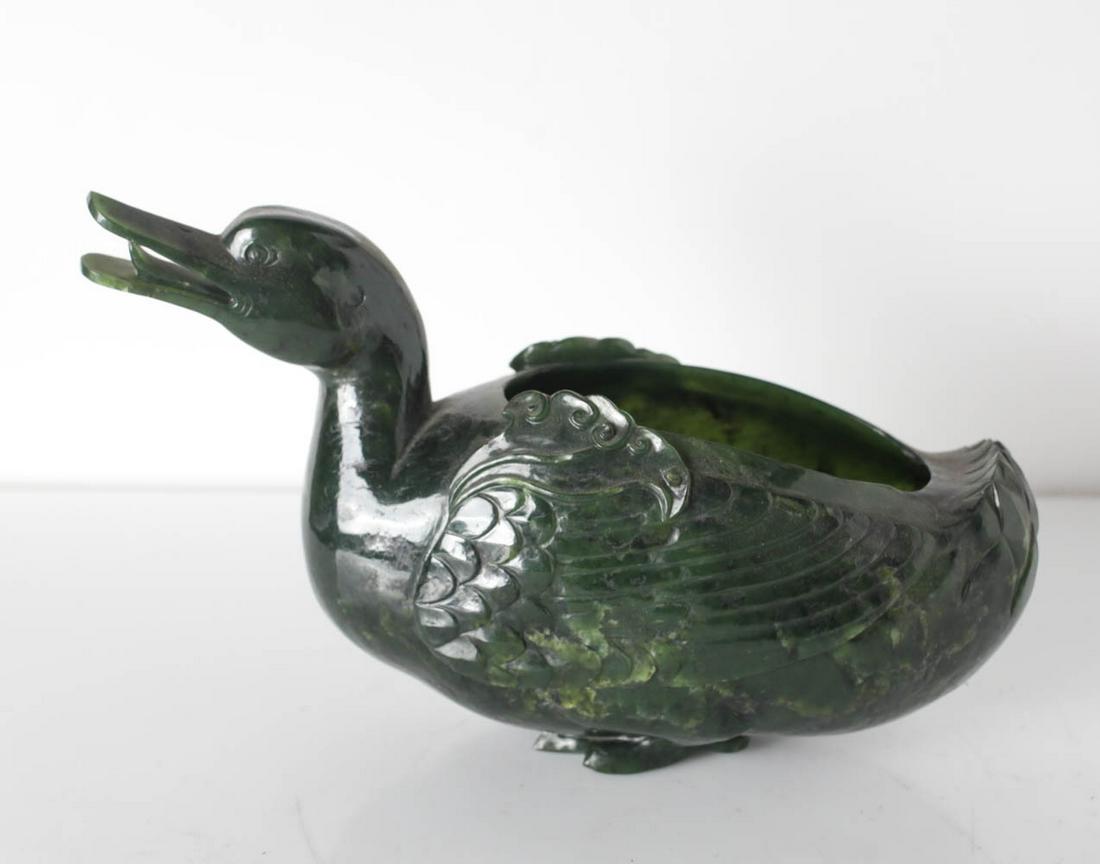 Carved Nephrite Stone Duck Bowl (1 of 5)