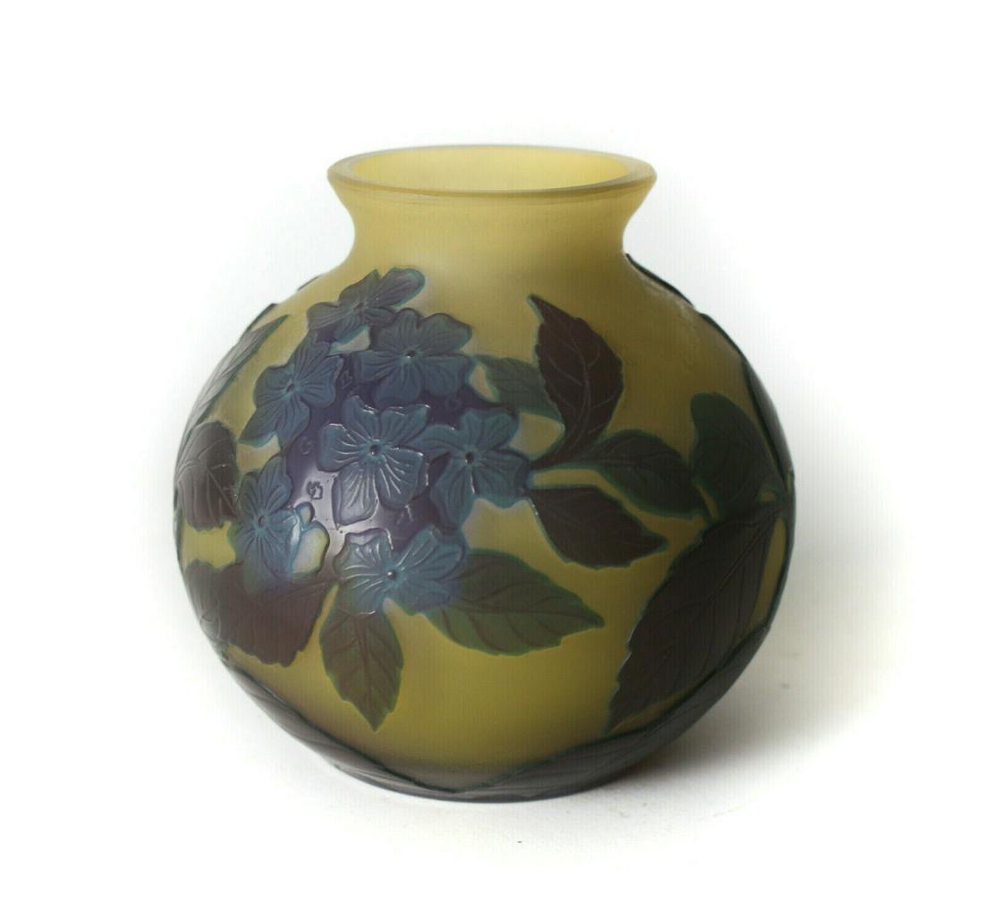 Vintage French Cameo Glass Vase, Globe Form