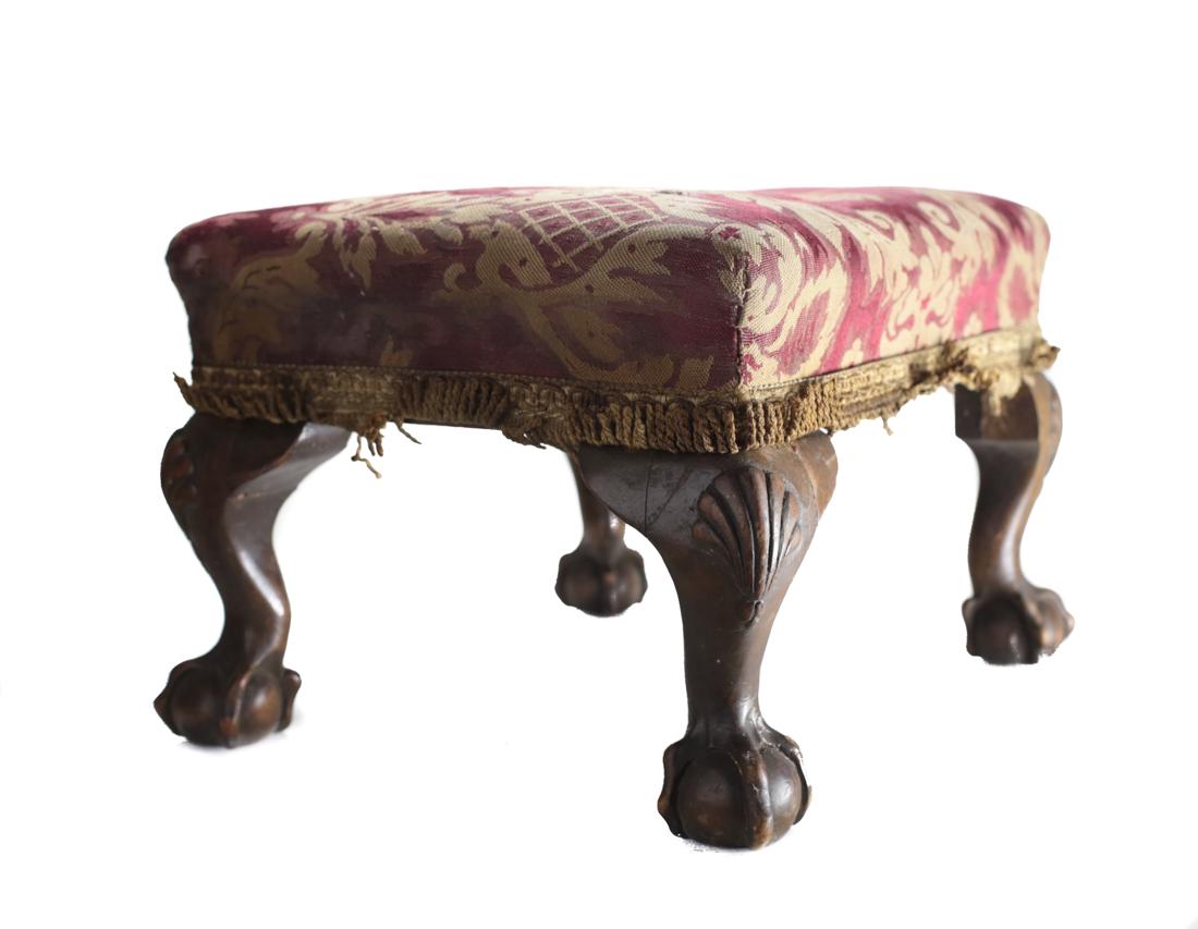 Chippendale style Upholstered Foot Stool (1 of 5)