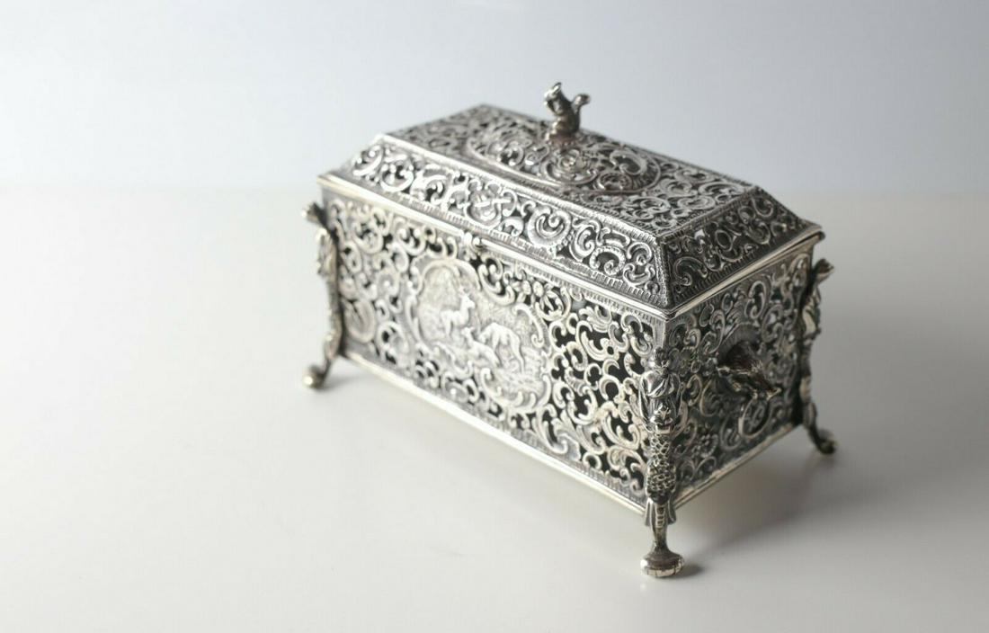 German Hanau 800 silver pierced casket potpourri box (1 of 9)