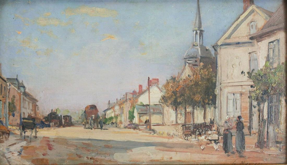 Gustave Mascart  (French 1834 - 1914) Oil painting  Cityscape village scene (1 of 5)