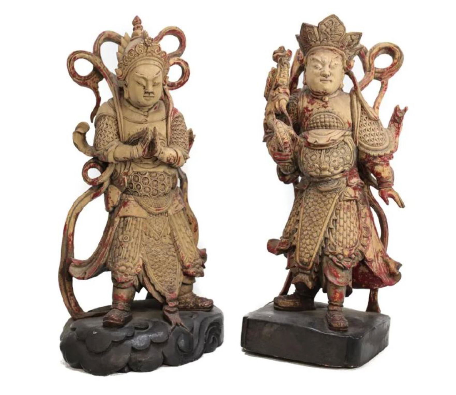 Pair Chinese Carved Wood Figurines (1 of 7)