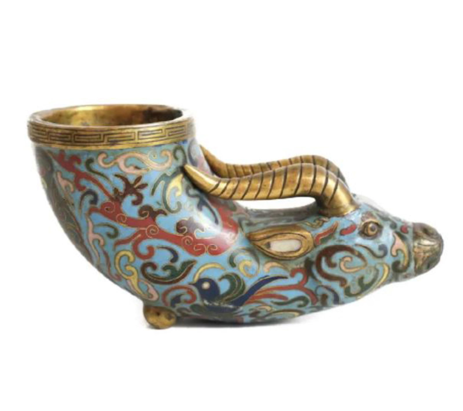 Chinese Cloisonne Rhyton Cup (1 of 4)