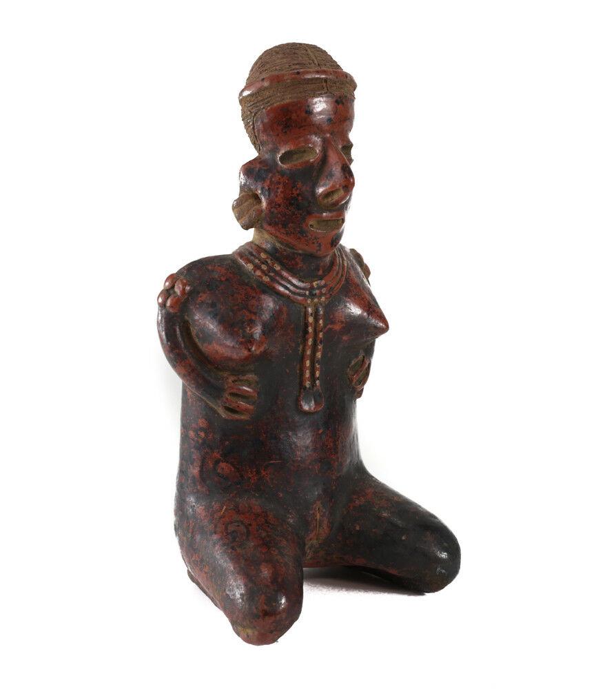 Pre-Columbian NAYARIT Kneeling Female Figure, Burnished black on red slip (1 of 4)