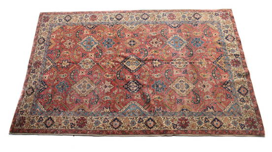 Tabriz Wool Rug c1940: Handknotted Tabriz Wool Rug c1940. Brown foundation floral pattern. Measures Approx: 11inches x 6.5inches. Weight Approx., 20lbs