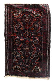 Turkoman / Turkmen Tekke Torba Rug c1900: A fine handmade Turkoman / Turkmen Tekke Torba Rug c1900. With blue and red fringe.Measures Approx: 28 inches x 11 inches (19 inches w/ fringe)