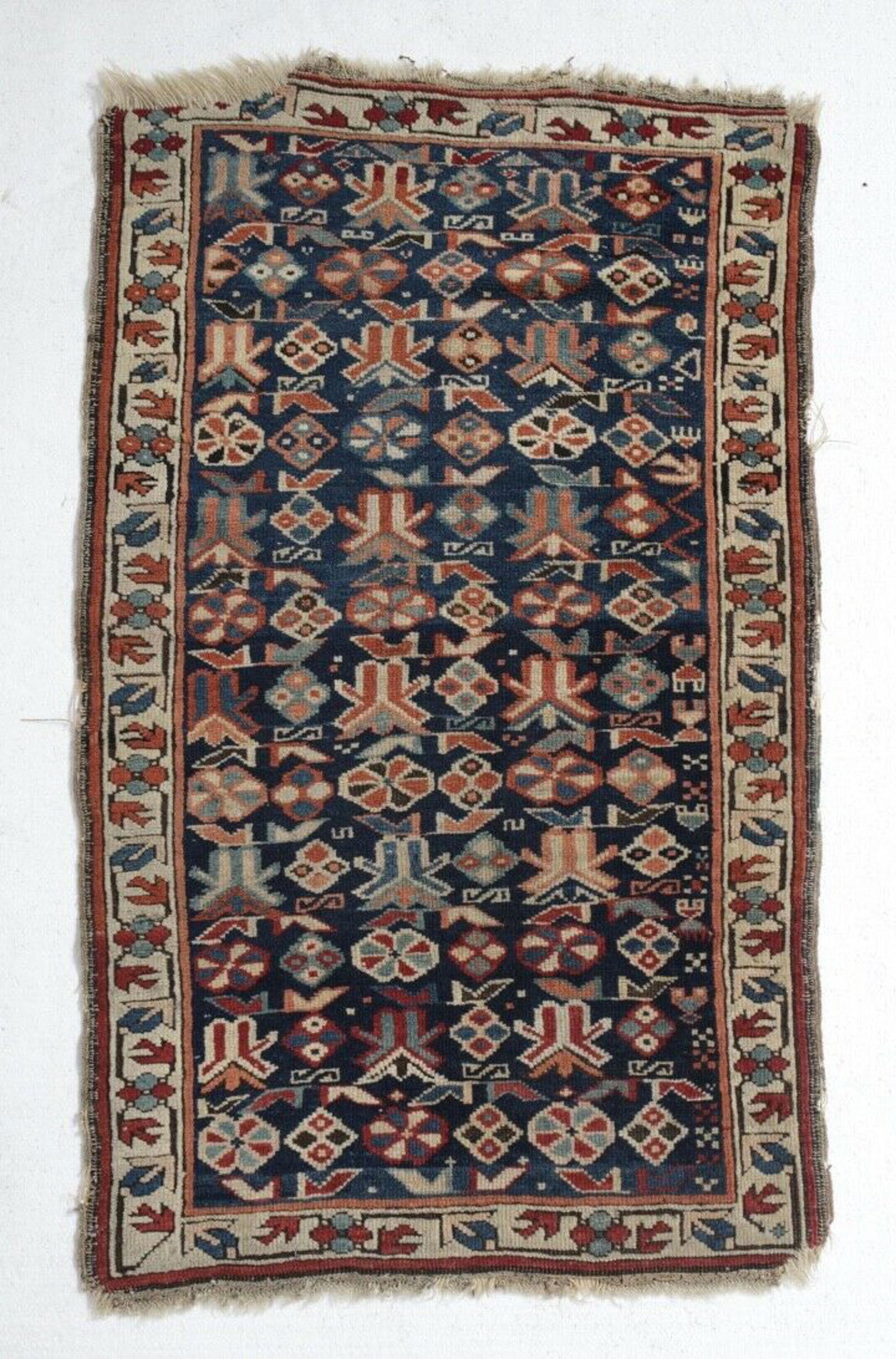 Antique Caucasian 19th century, Small Throw Rug (1 of 7)