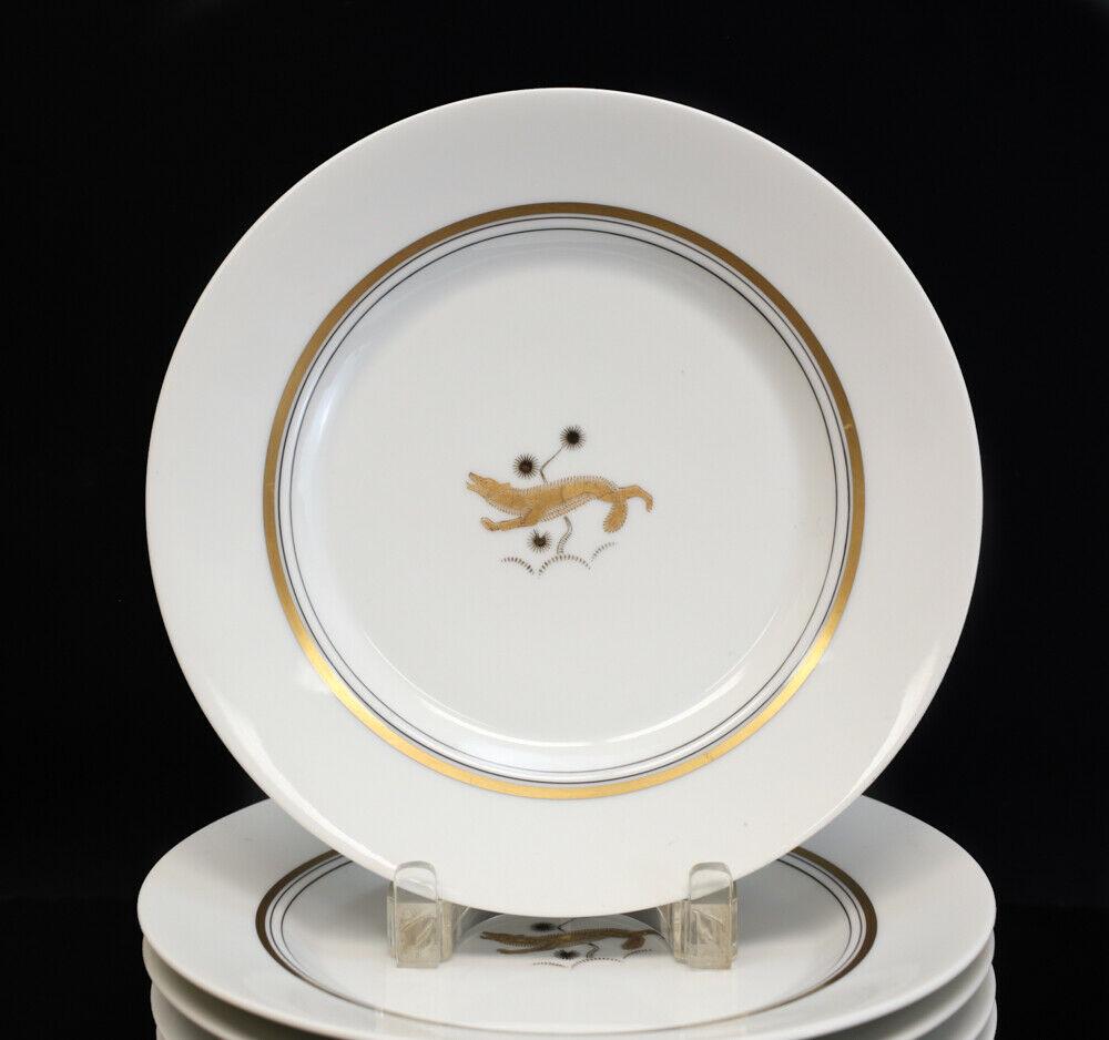 12pc Royal Copenhagen Dinner Plates, Gold Animals, Art Deco c1938 RARE pattern (1 of 7)