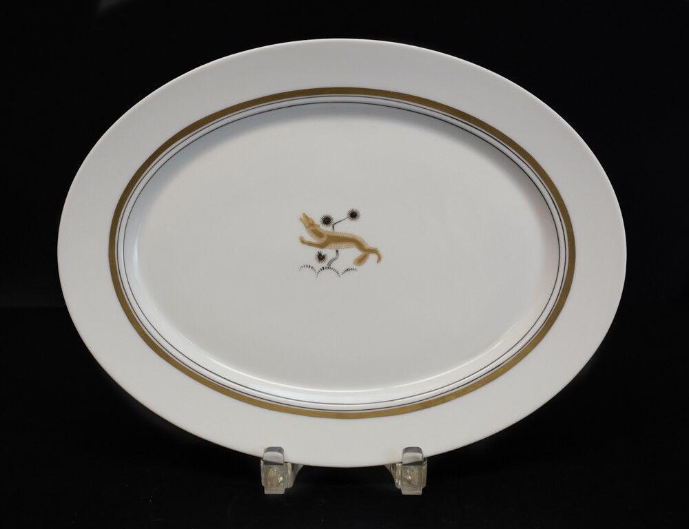 Royal Copenhagen Oval Serving Platter, Gold Animals, Art Deco c1938 RARE pattern (1 of 3)