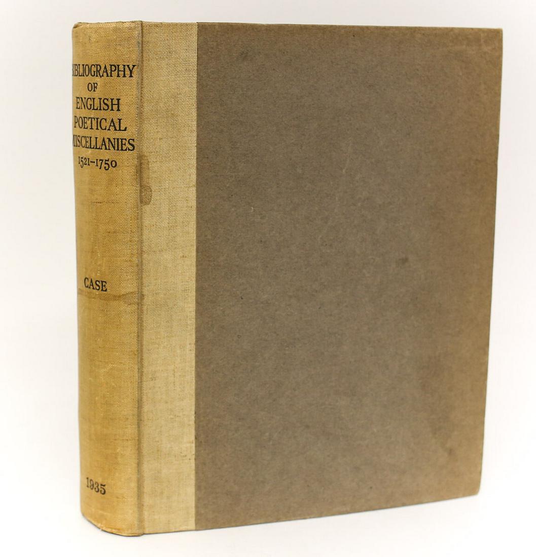 Arthur E. Case 'A Bibliography of English Poetical Miscellanies'. 1935 1st Ed (1 of 5)