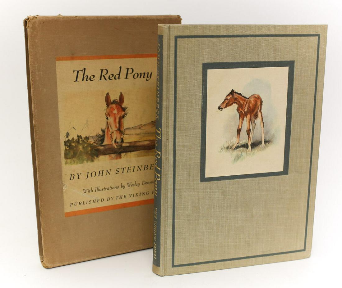 John Steinbeck The Red Pony. Viking, New York 1945 1st Illus Printing Slipcase (1 of 6)