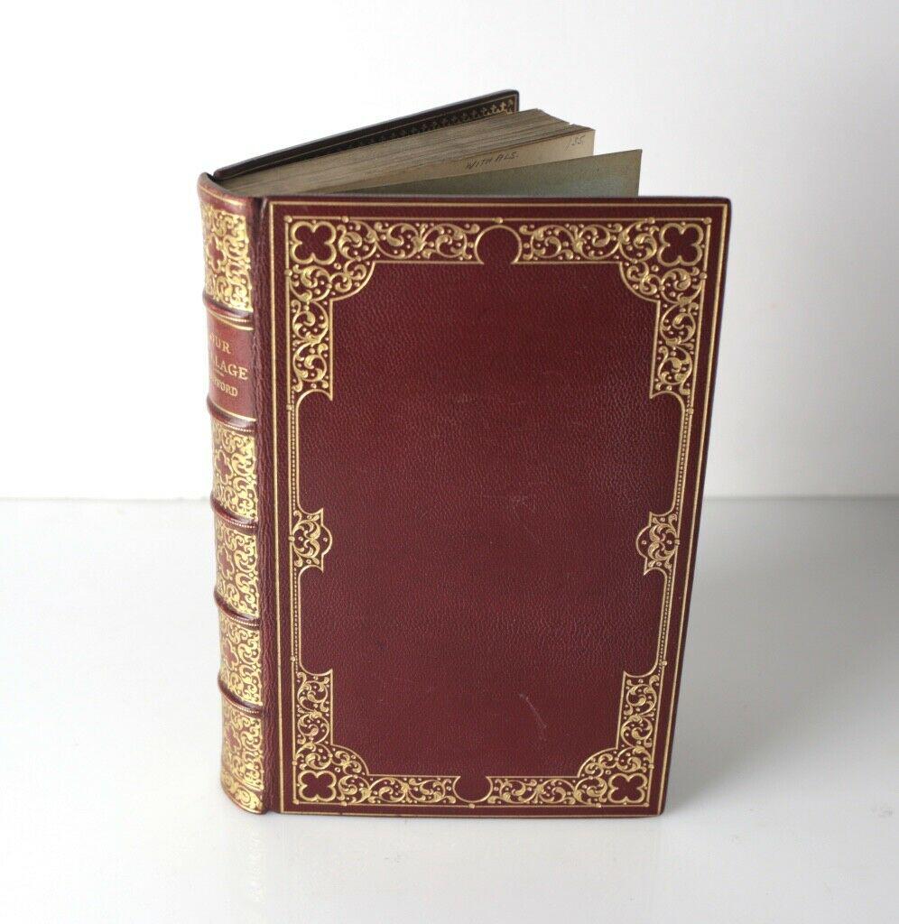 Mary Russell Mitford, Our Village, Pub. London: Asprey & Co. Ltd. C1890: Mary Russell Mitford, Our Village, Published London: Asprey & Co. Ltd. C1890, fine Asprey binding. 308pp. Full cardinal morocco, gilt embellished with gilt title on spine, raised bands, gilt dentelles