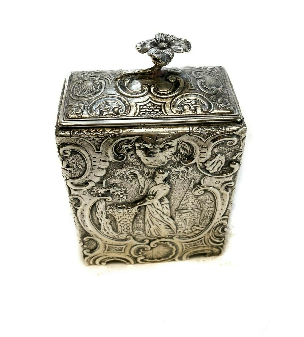 German Hanau Silver Tea Caddy, c1850 (1 of 5)