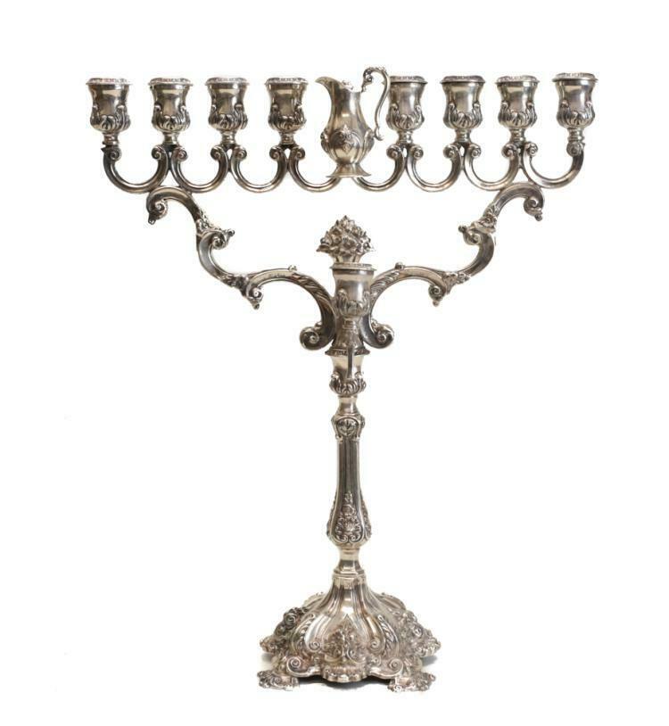 Sterling Silver Hannukah Menorah c1940 - 38ozt (1 of 6)