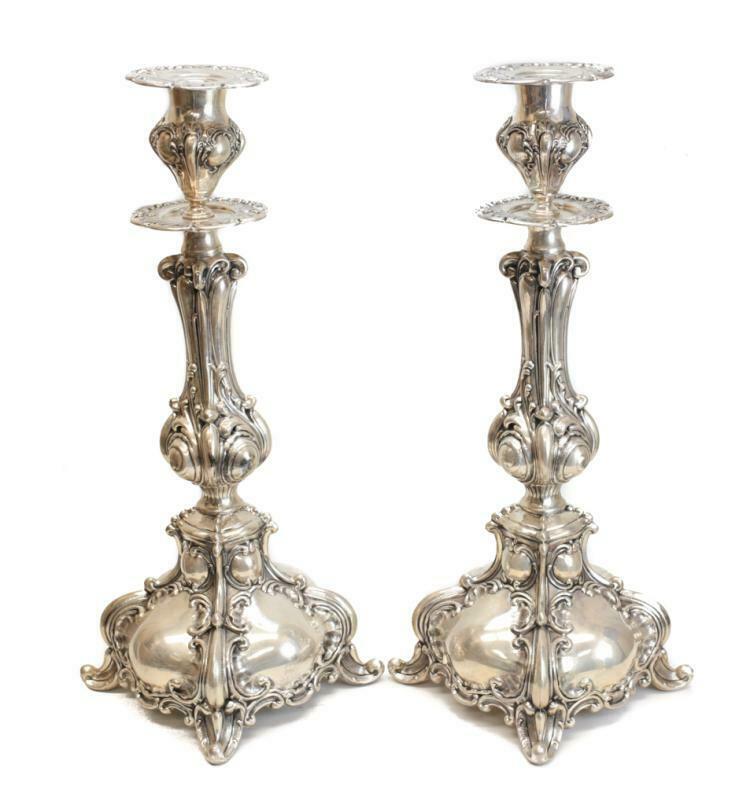 Palatial Sterling Silver Candlesticks 20th Century, 1550zt (1 of 5)