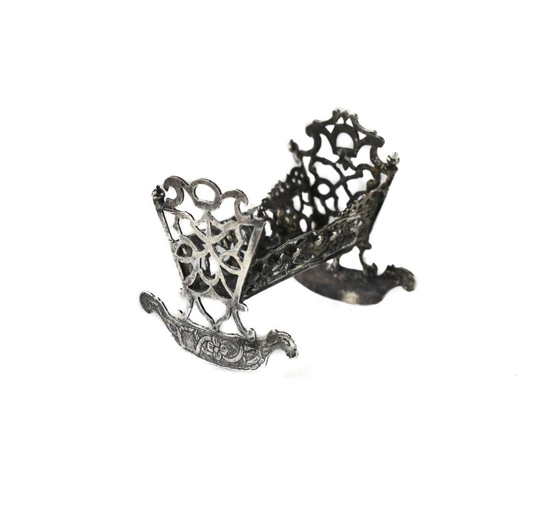 18th century Miniature Sterling Silver Rocking Cradle, dated 1732. BK Mark (1 of 3)