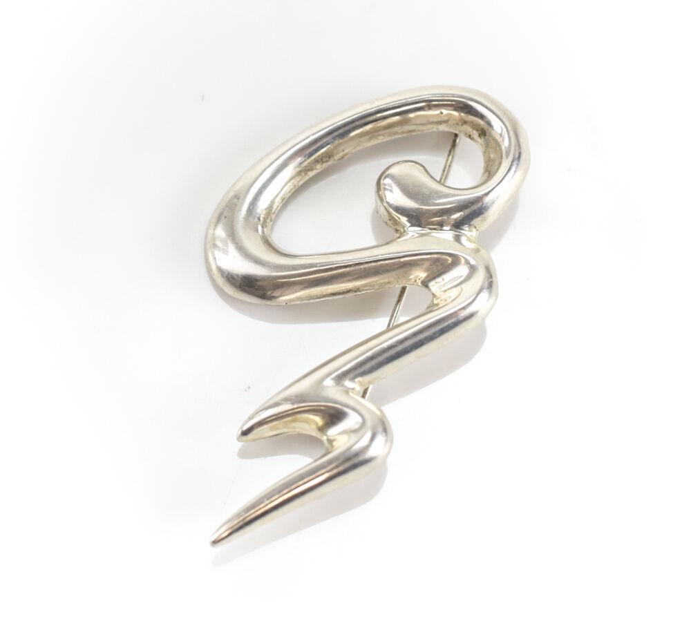 Vtg Mexico Sterling Silver Brooch Swoosh Scribble, Marked Mexico Sterling 925 (1 of 4)
