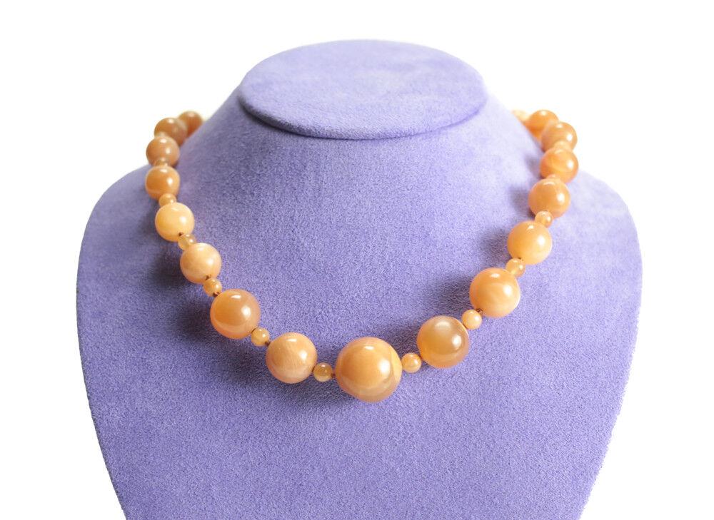 Peach Moonstone Beaded Choker  necklace, 17.5" toggle closure, graduated sizes (1 of 4)