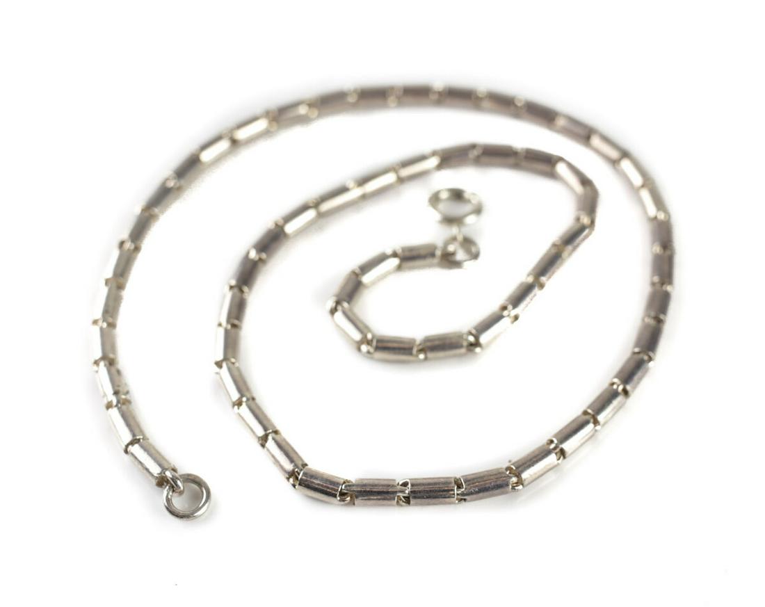 American Mid Century Modernist Sterling Silver 24" Necklace, tubular form links (1 of 4)