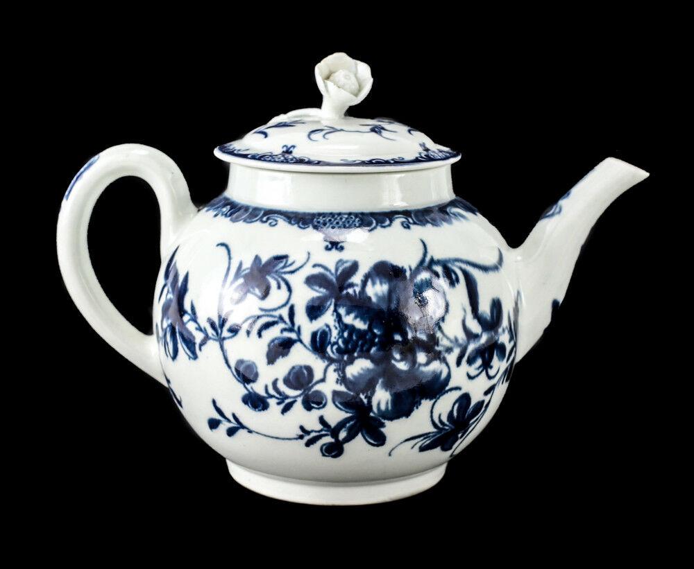 18th Century Worcester Blue and White Porcelain Teapot, Mansfield Pattern (1 of 5)