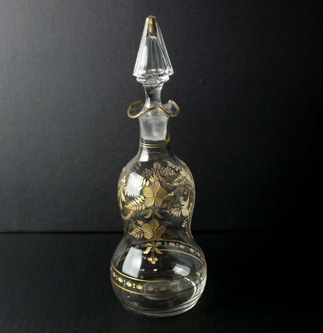 Continental Crystal Bottle with gilt engraved floral designs Pontil mark (1 of 6)