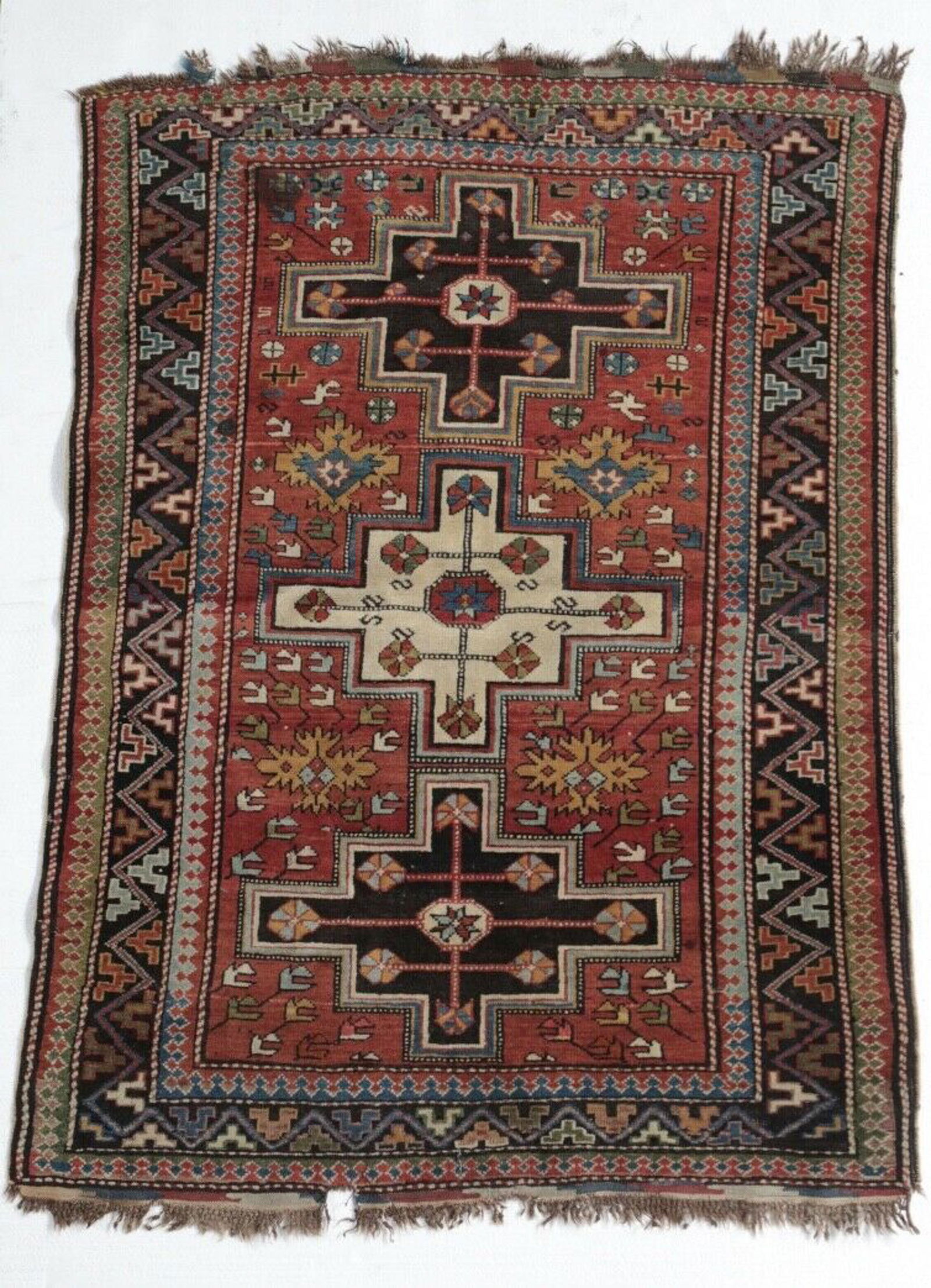Antique Caucasian Rug, wool pile, geometric (1 of 9)