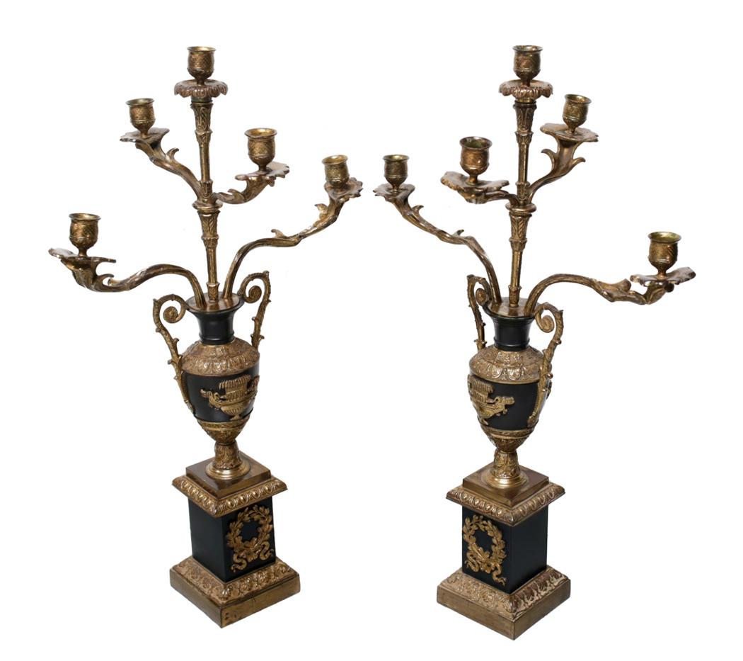Pair of parcel gilt Bronze Candelabras (1 of 5)