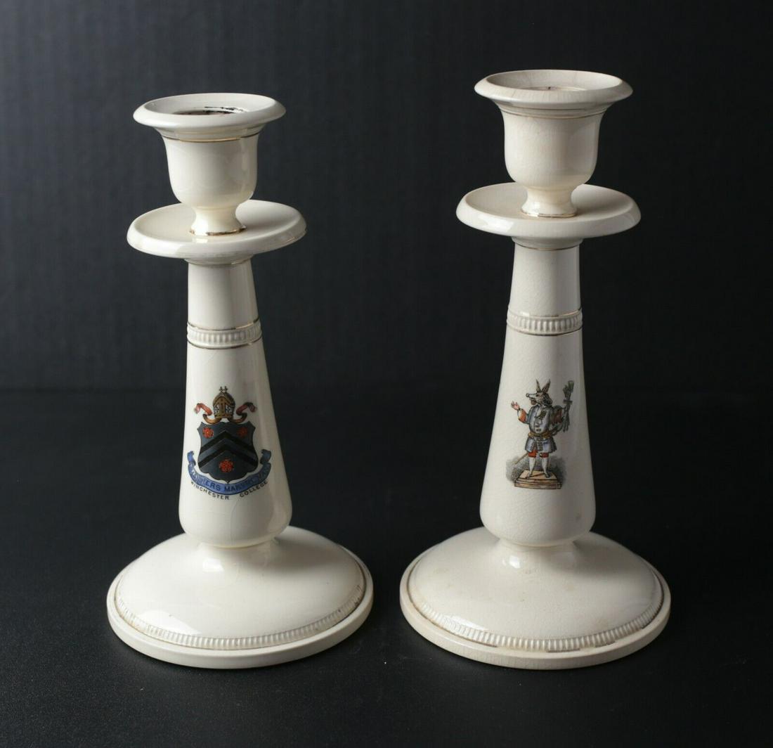 Pair of Macintyre Burslem Moorcroft Candlesticks c1910, Winchester College (1 of 11)