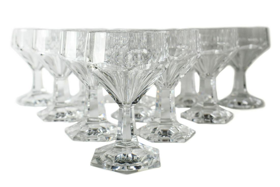 11pc Val St Lambert GARDENIA Red Wine Glasses Cut Crystal Multisided foot: 11pc Val St Lambert GARDENIA Red Wine Glasses (possibly water goblets, we haven't found these glasses anywhere for reference.) Cut Crystal Multisided foot and stem, panel cuts. Rare form, three glasse