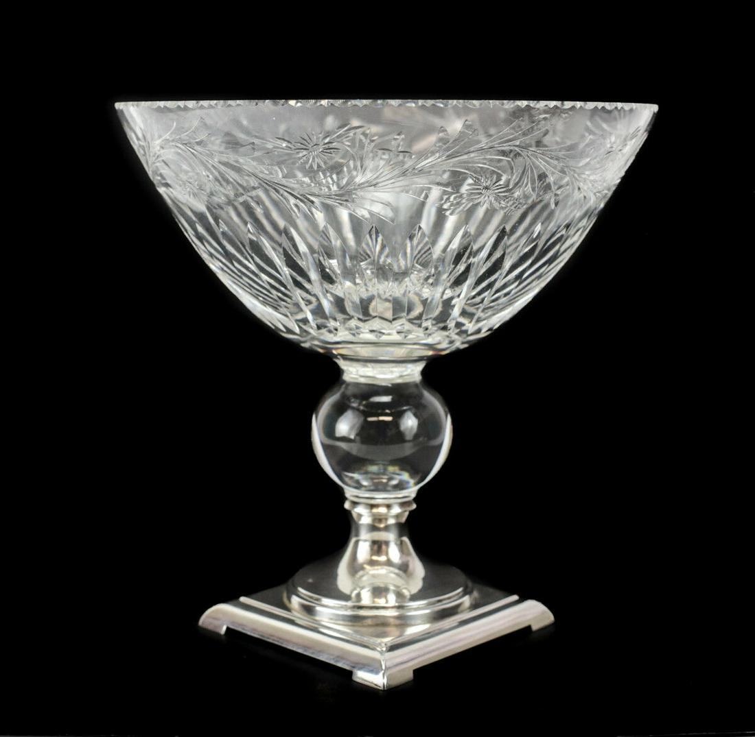 Hawkes Footed Centerpiece Bowl, Sterling Silver, Cut Crystal. Stunning details (1 of 6)