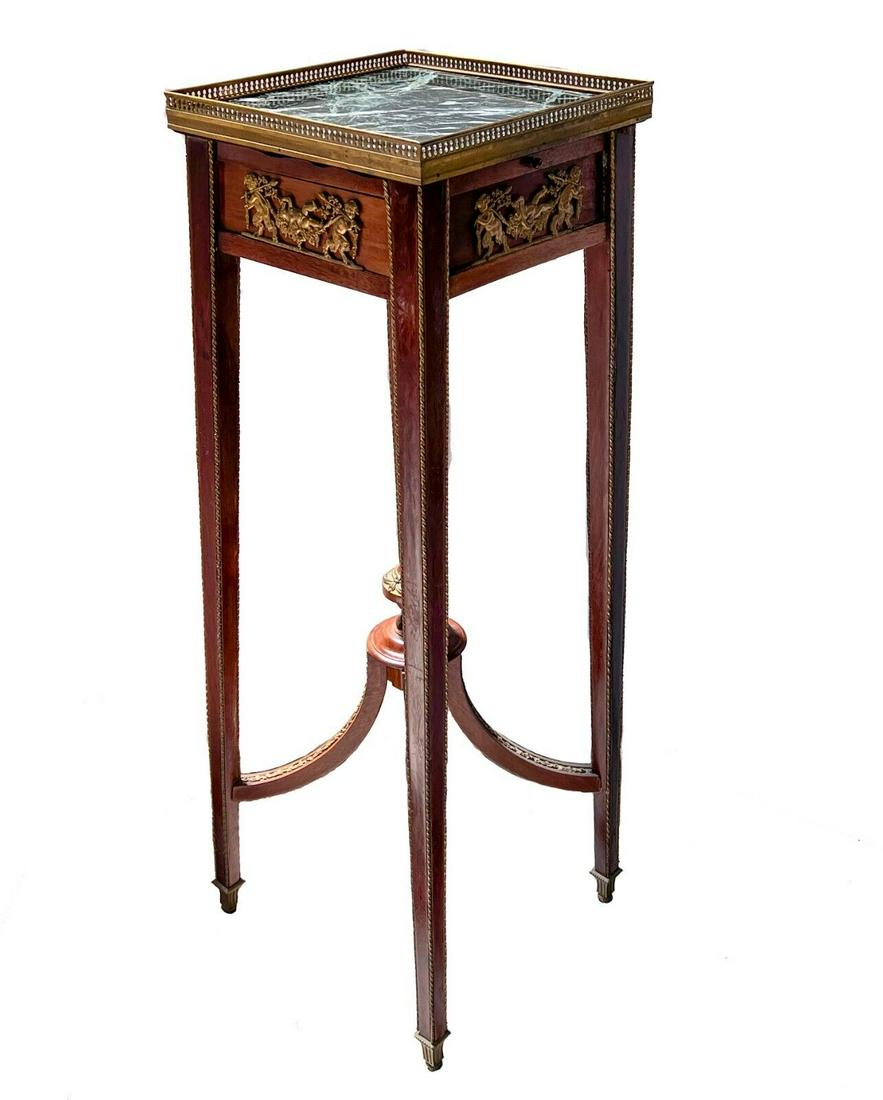 French Green marble top gilt bronze mounted Wood stand pedestal table (1 of 7)