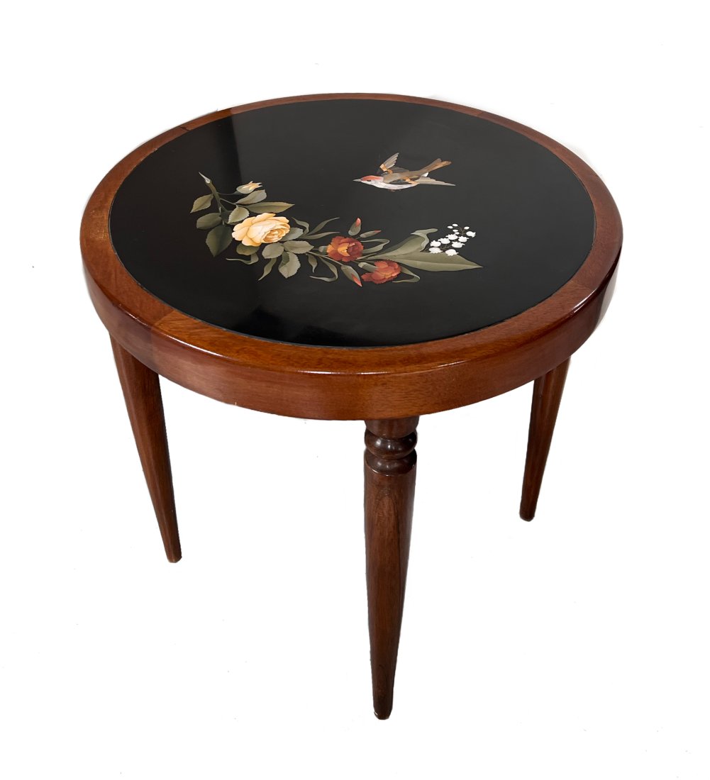 Pietra Dura Round End table inlay hardstone top (1 of 10)