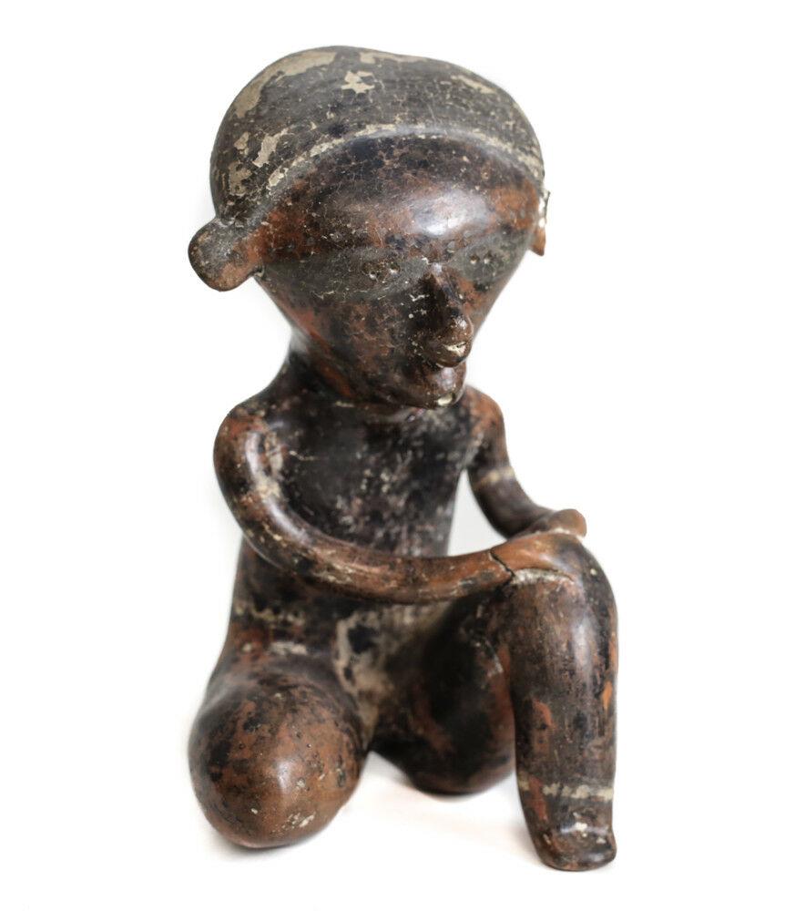 Pre-Columbian NAYARIT Mexico Pottery Seated Figure, Chinesco Style (1 of 4)