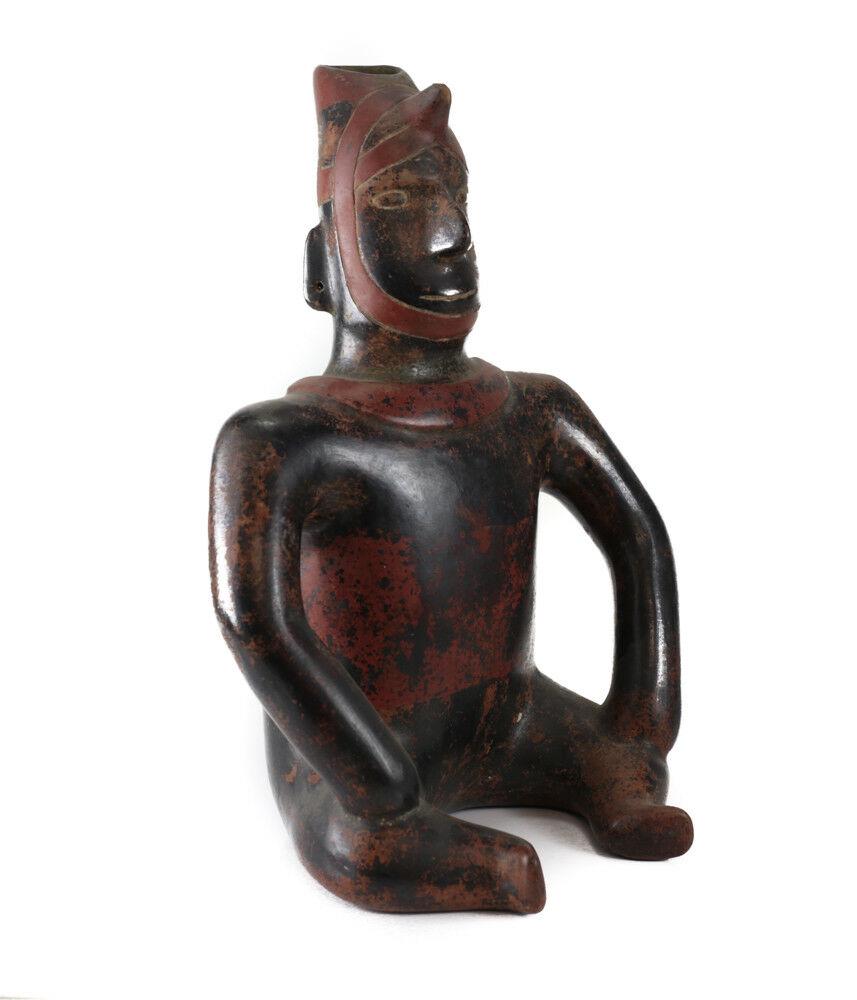 Pre-Columbian COLIMA Mexico Pottery Seated Horned Figure possibly a Shaman (1 of 6)